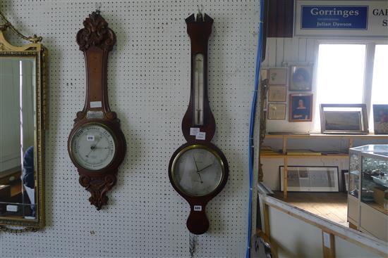 George III mahogany banjo barometer(-)